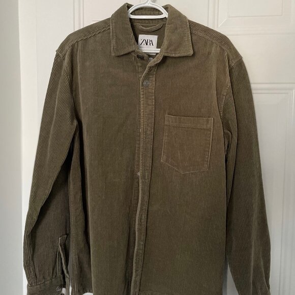 Zara Olive Green Curdory Over Shirt - Picture 1 of 2